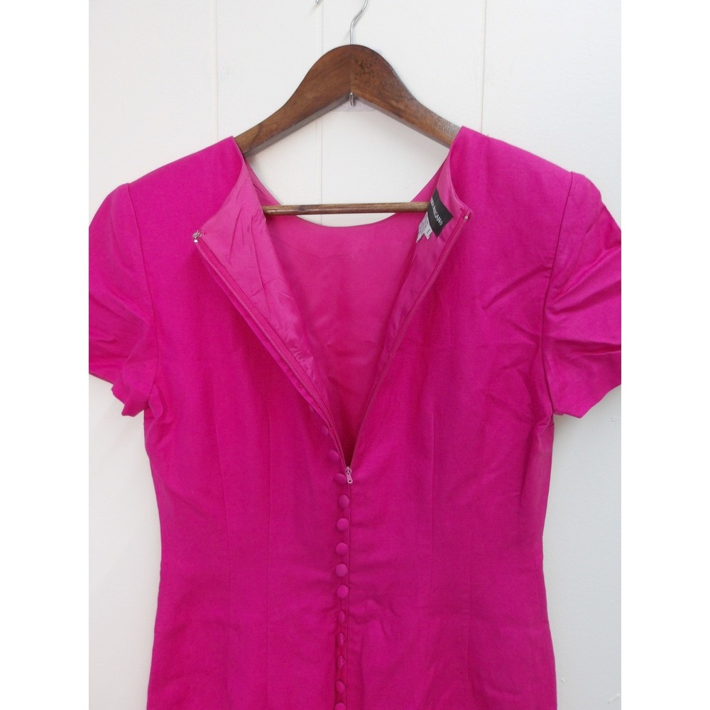 Donna Morgan Pink Linen Sheath Dress Floral Cherry Embroidery Sz 6 /#8043 - Picture 6 of 7